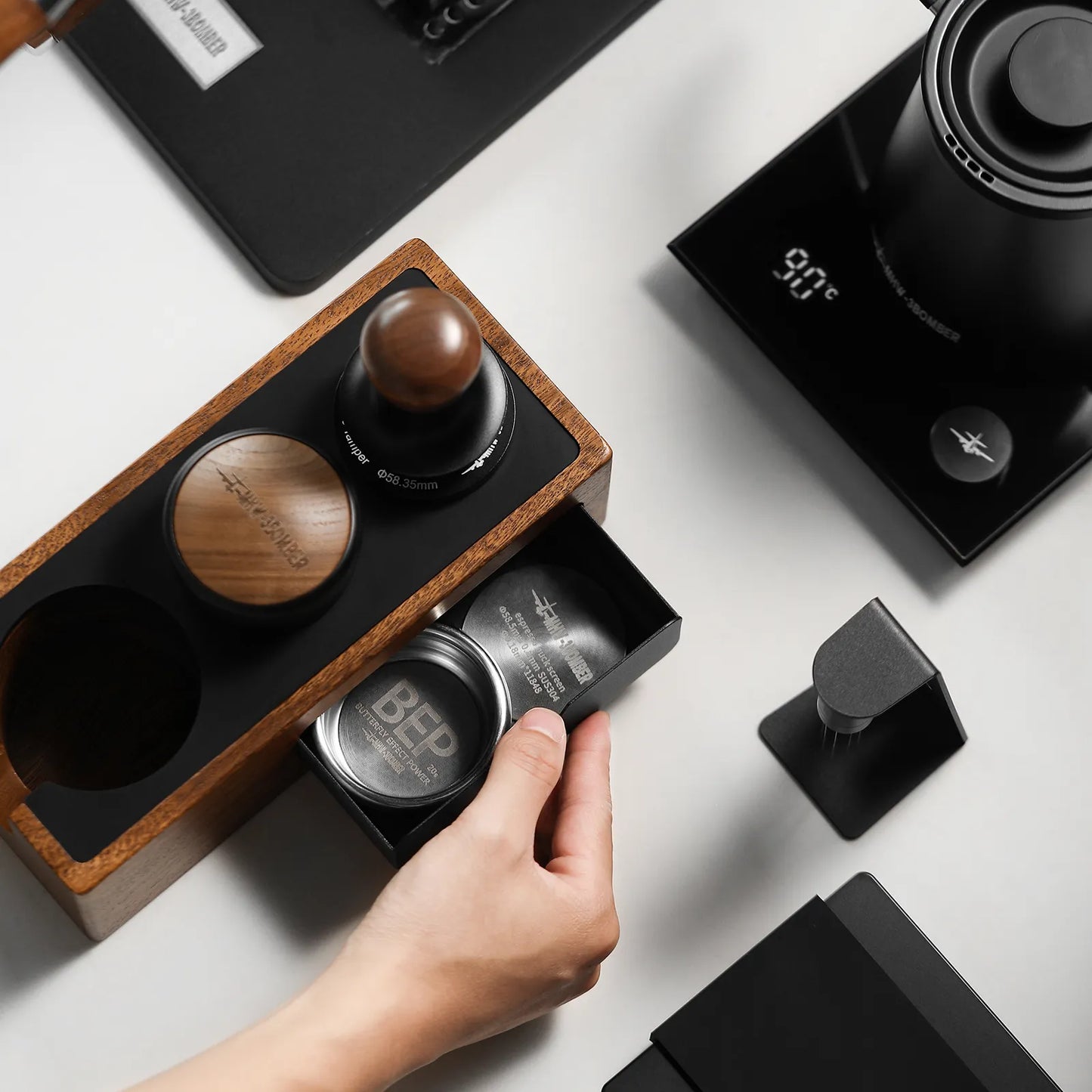 Filter Basket Espresso Puck Screen Storage Box Vintage Portafilter Holder Coffee Tamper Station Barista Tamping Tool