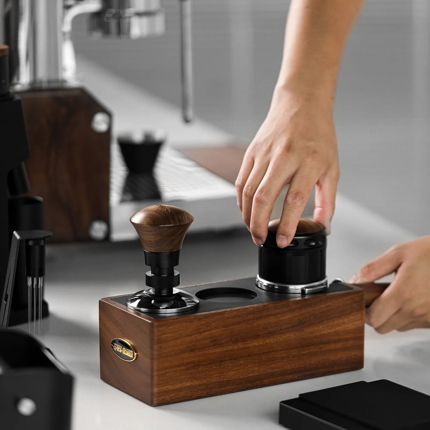 Filter Basket Espresso Puck Screen Storage Box Vintage Portafilter Holder Coffee Tamper Station Barista Tamping Tool