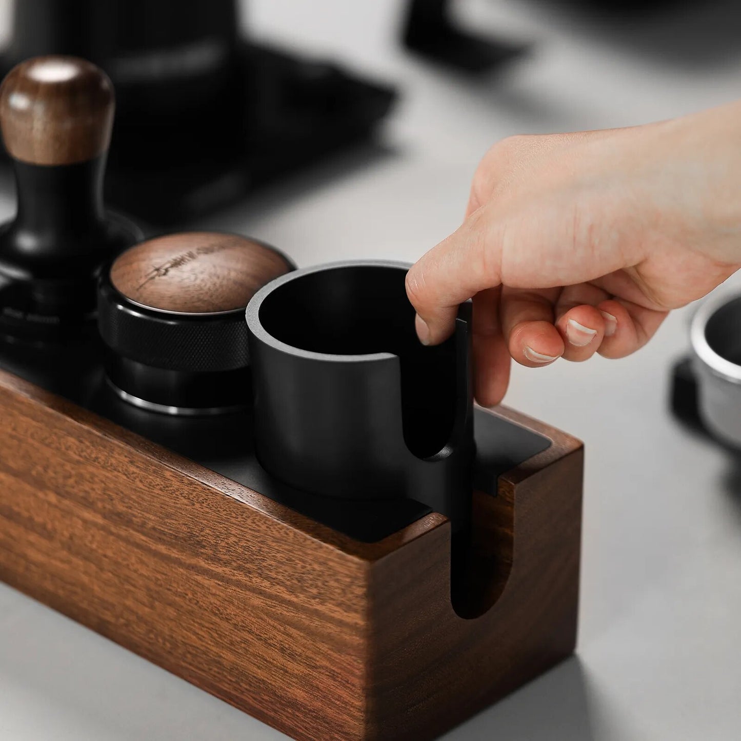 Filter Basket Espresso Puck Screen Storage Box Vintage Portafilter Holder Coffee Tamper Station Barista Tamping Tool